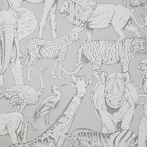 Superfresco Easy Jungle Animals Grey Wallpaper 10m