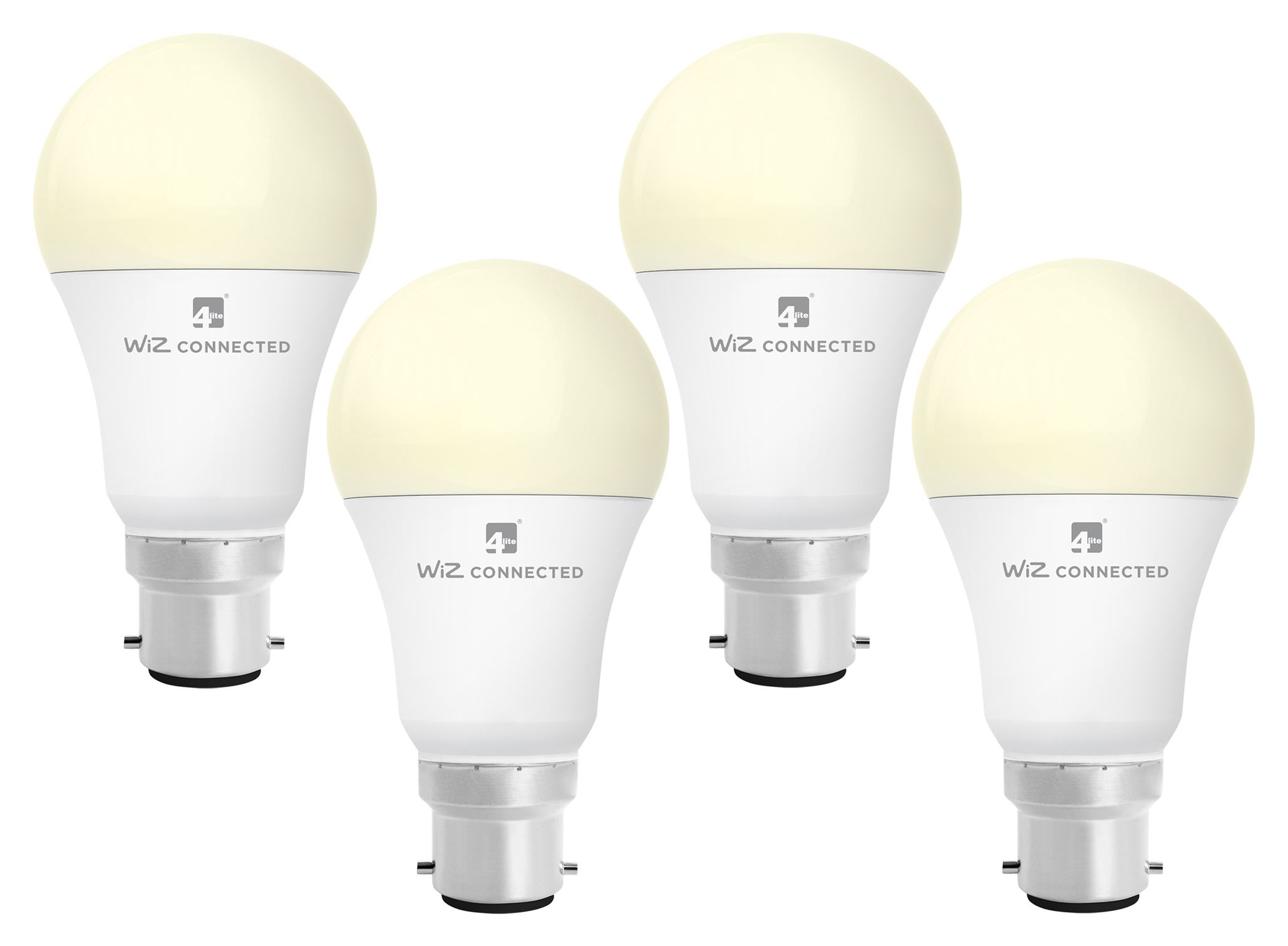 4lite WiZ Connected LED SMART B22 Light Bulb White 4 Pack
