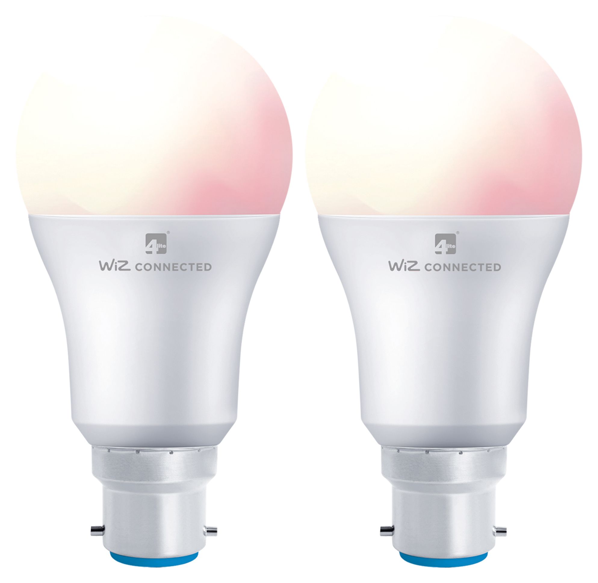 4lite WiZ Connected LED SMART B22 Light Bulb White & Colour 2 Pack
