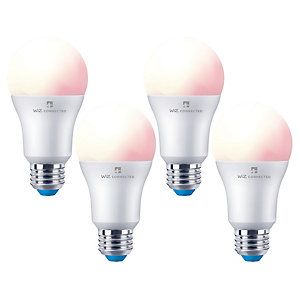 4lite WiZ Connected LED SMART E27 Light Bulbs - White & Colour - Pack of 4