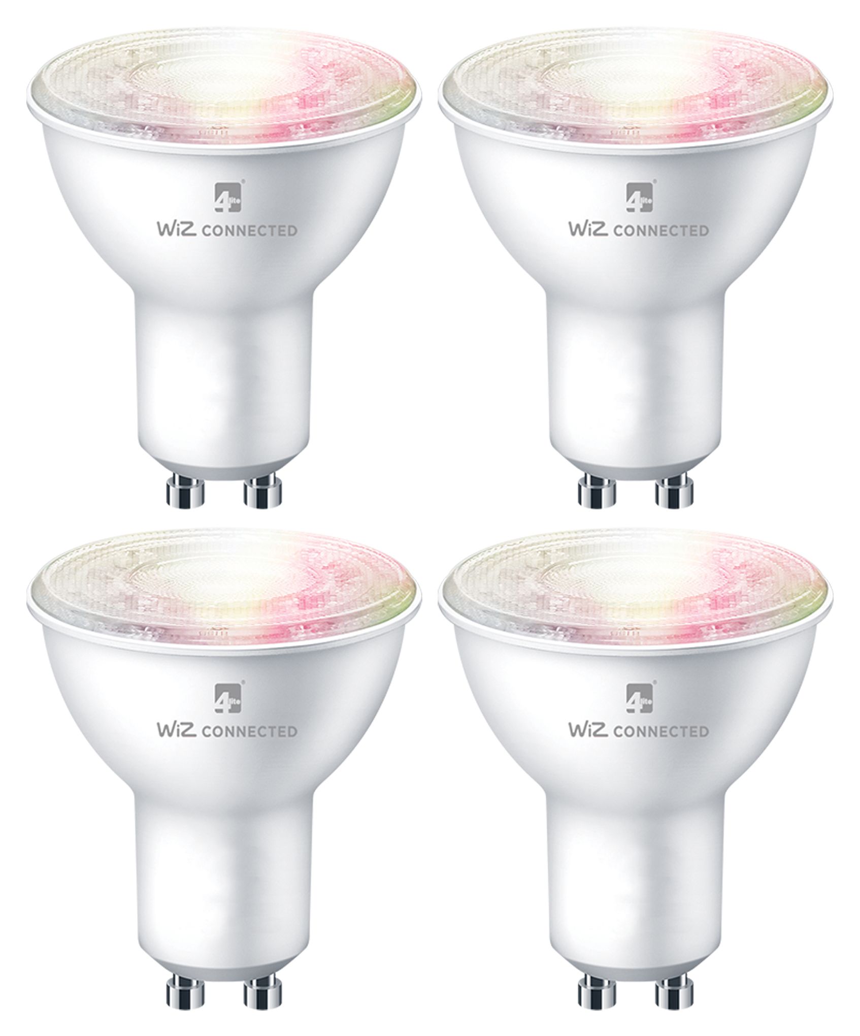 4lite WiZ Connected LED SMART GU10 Light Bulb White & Colour 4 Pack