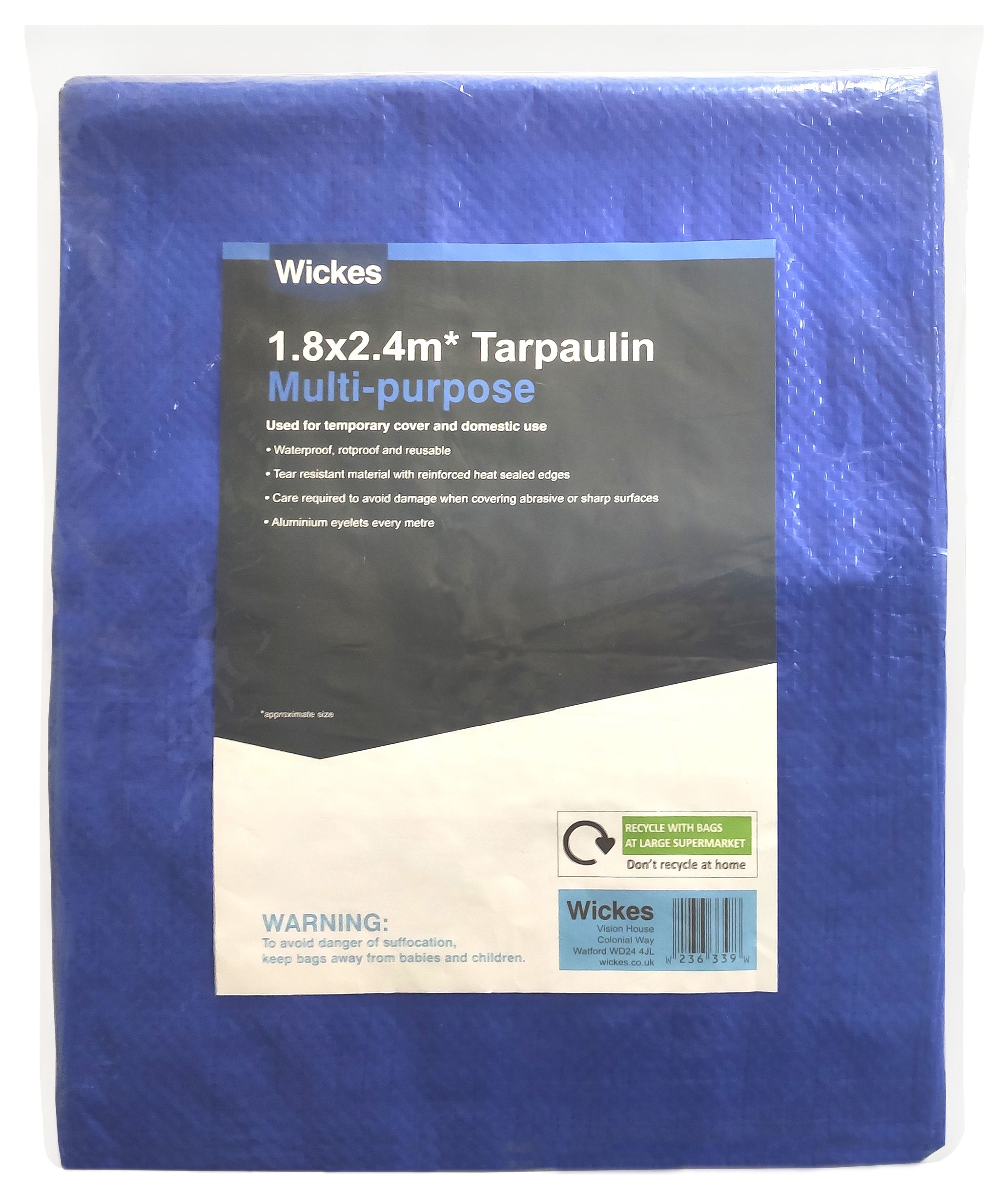 Wickes Multi Purpose Tarpaulin - 1.8 X 2.4m