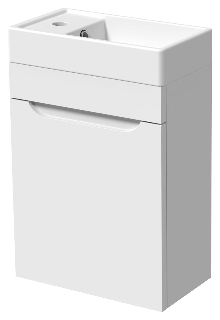 Wickes Malmo Gloss White J Pull Wall Hung Vanity Unit - 580 x 400mm