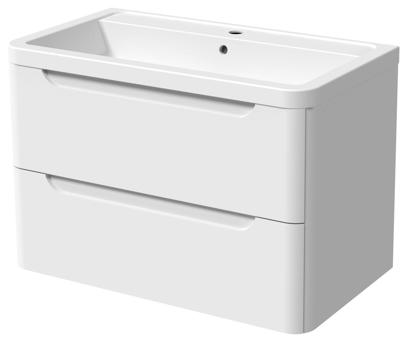 Wickes Malmo Gloss White J Pull Wall Hung Vanity Unit - 657 x 800mm