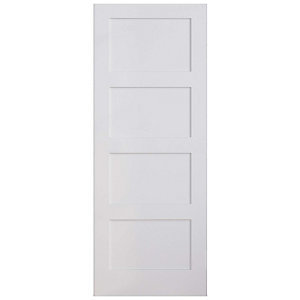 Wickes Marlow 4 Panel Shaker White Primed Solid Core Door - 1981 x 762mm