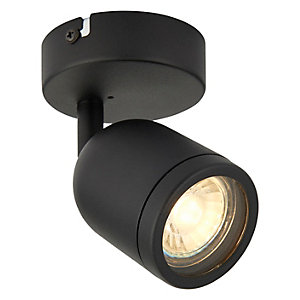 Saxby IP44 Hecta Single LED Spotlight Wall Light - Matt Black
