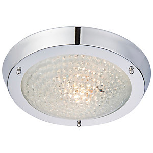 Saxby IP44 Travis Bathroom Jewel Effect LED Flush Bulkhead Light - Chrome