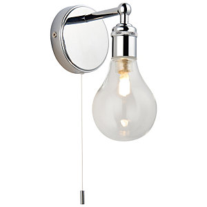 Saxby IP44 Viera Bathroom LED Wall Light - Chrome with Clear Glass Shade