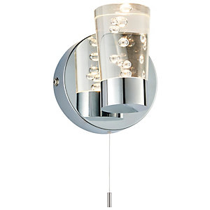 Saxby IP44 Bubbles Bathroom Integrated LED 1lt Wall Light - Chrome Plating with Bubble Effect Clear Acrylic Shades