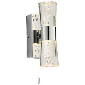 Saxby IP44 Bubbles Bathroom Integrated LED 2lt Wall Light - Chrome Plating with Bubble Effect Clear Acrylic Shades