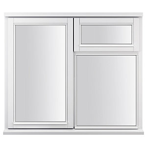 White Double Glazed Timber Casement Window - 3-Lite Left Hung & Top Hung
