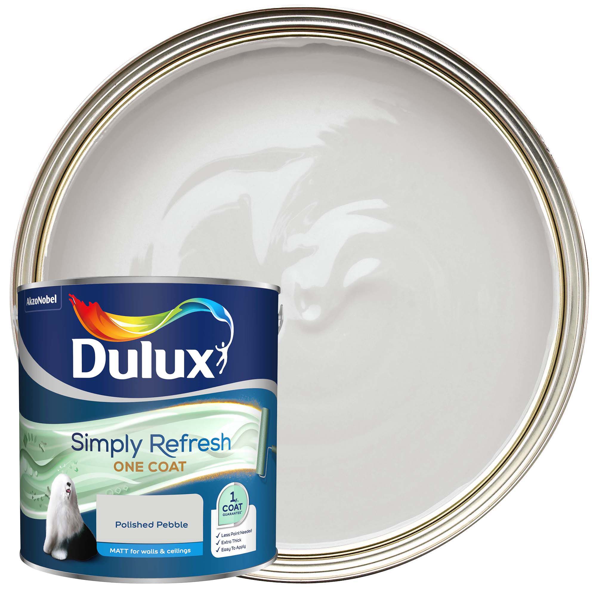 Dulux Simply Refresh One Coat Matt Emulsion Paint - Polished Pebble - 2.5L