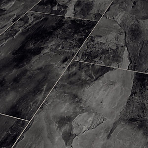 Dark Grey Slate Moisture Resistant Tile Effect Laminate Flooring - 2.28m2