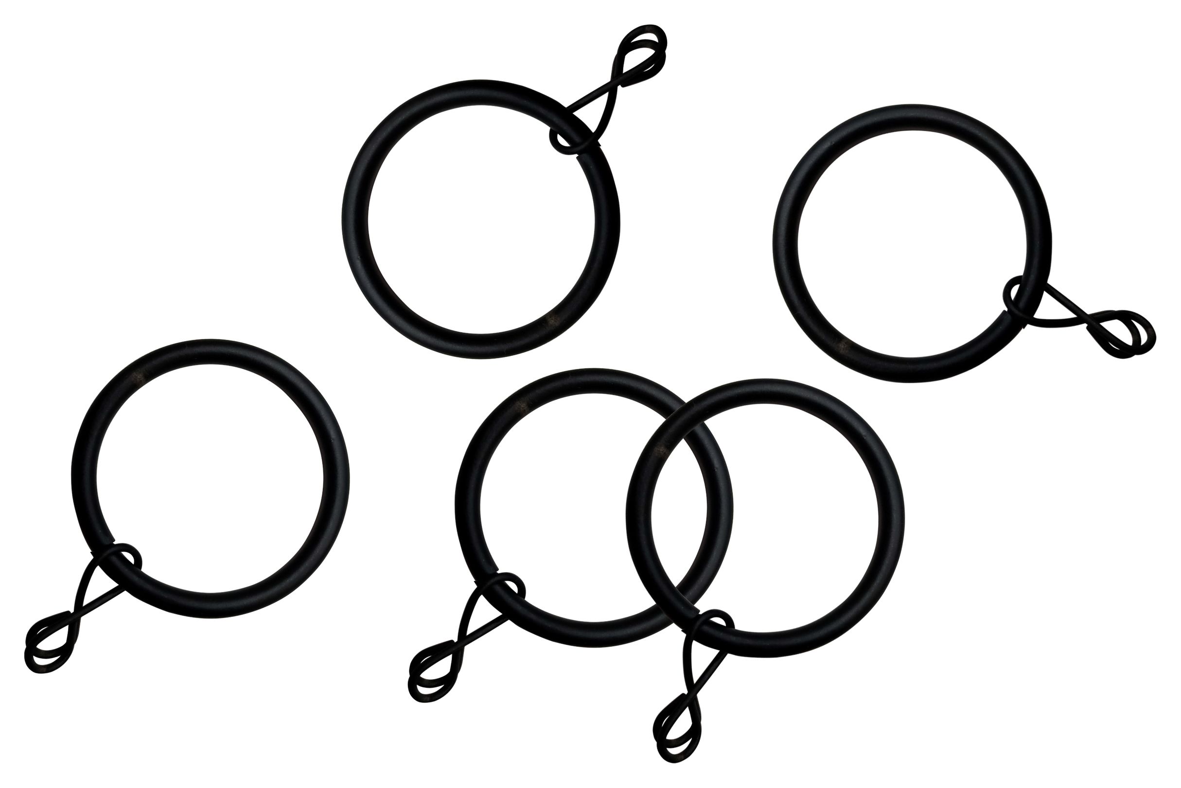 Matt Black 19mm Metal Curtain Rings - Pack of 10