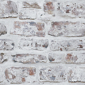 Artistick White Washed Brick Effect Self Adhesive Wallpaper - 6m x 53cm