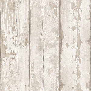 Artistick White Washed Wood Effect Self Adhesive Wallpaper - 6m x 53cm