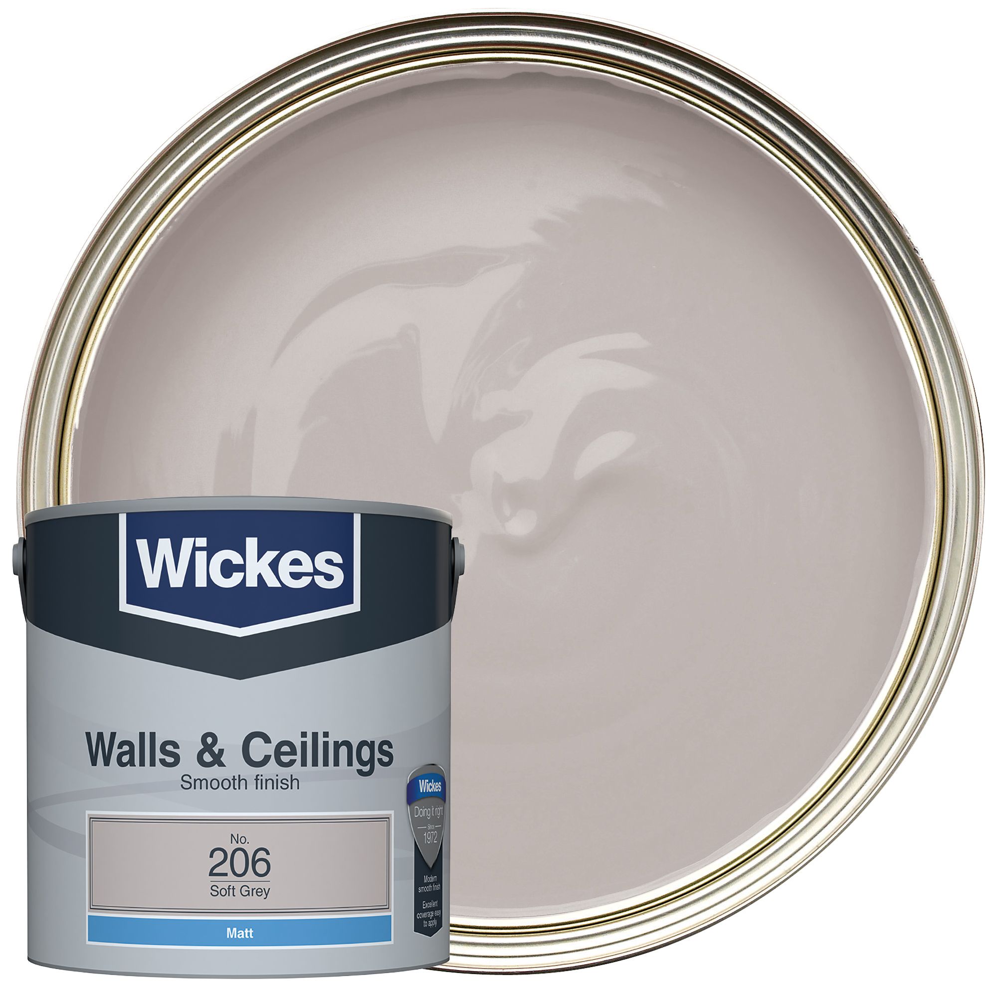 Wickes Soft Grey - No. 206 Vinyl Matt Emulsion - 2.5L