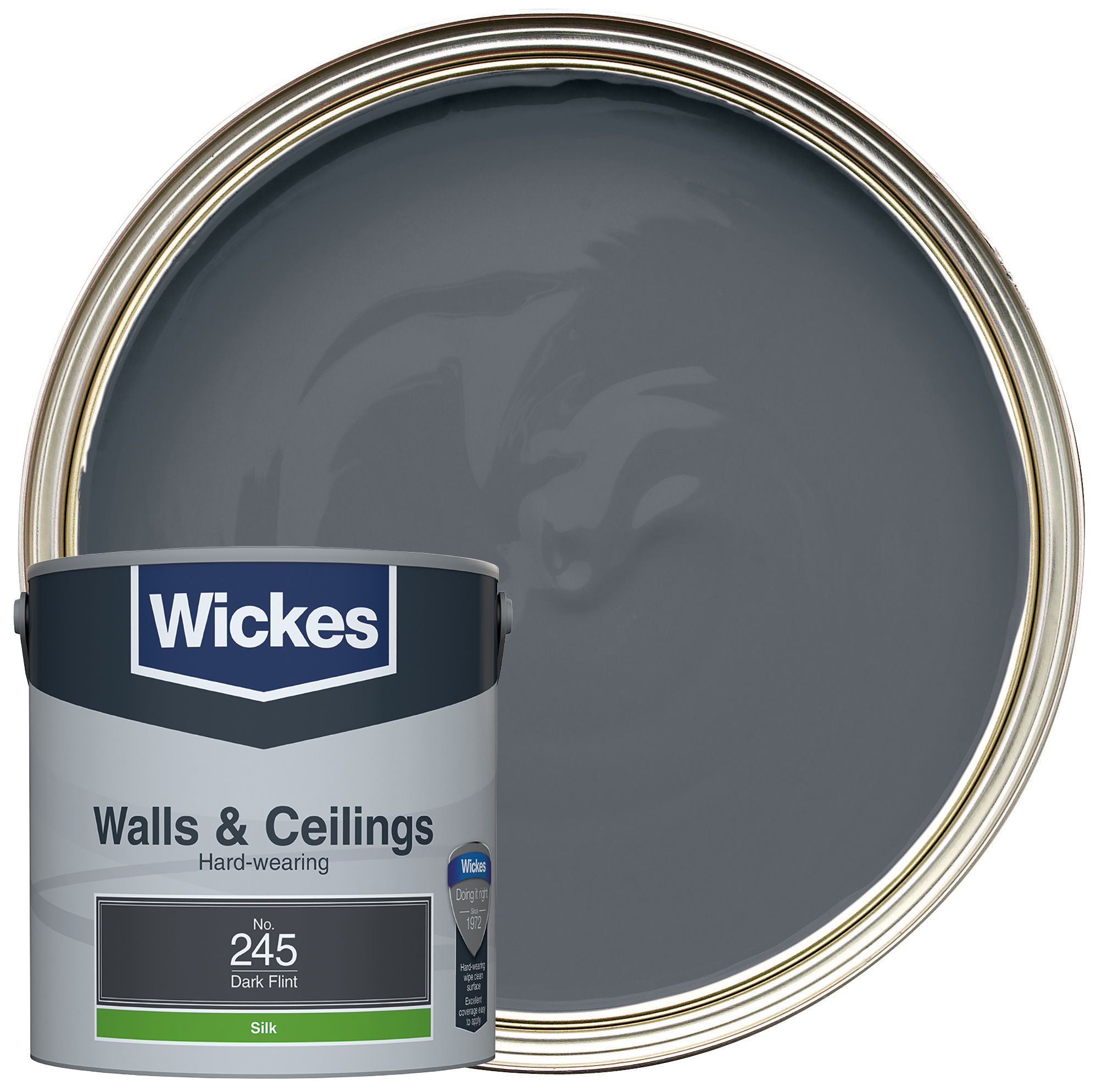 Wickes Dark Flint - No. 245 Vinyl Silk Emulsion - 2.5L