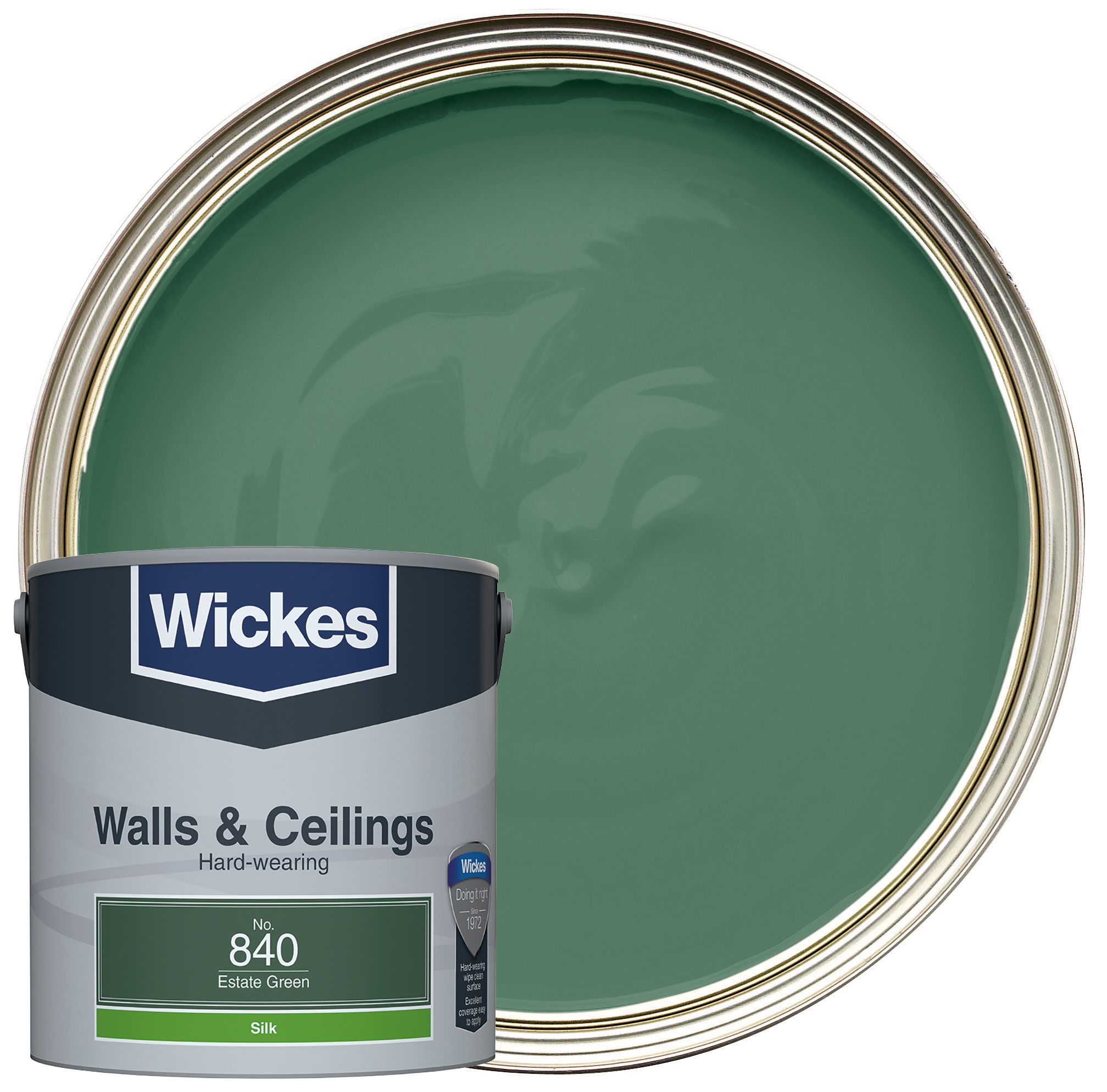 Wickes Estate Green - No. 840 Vinyl Silk Emulsion - 2.5L