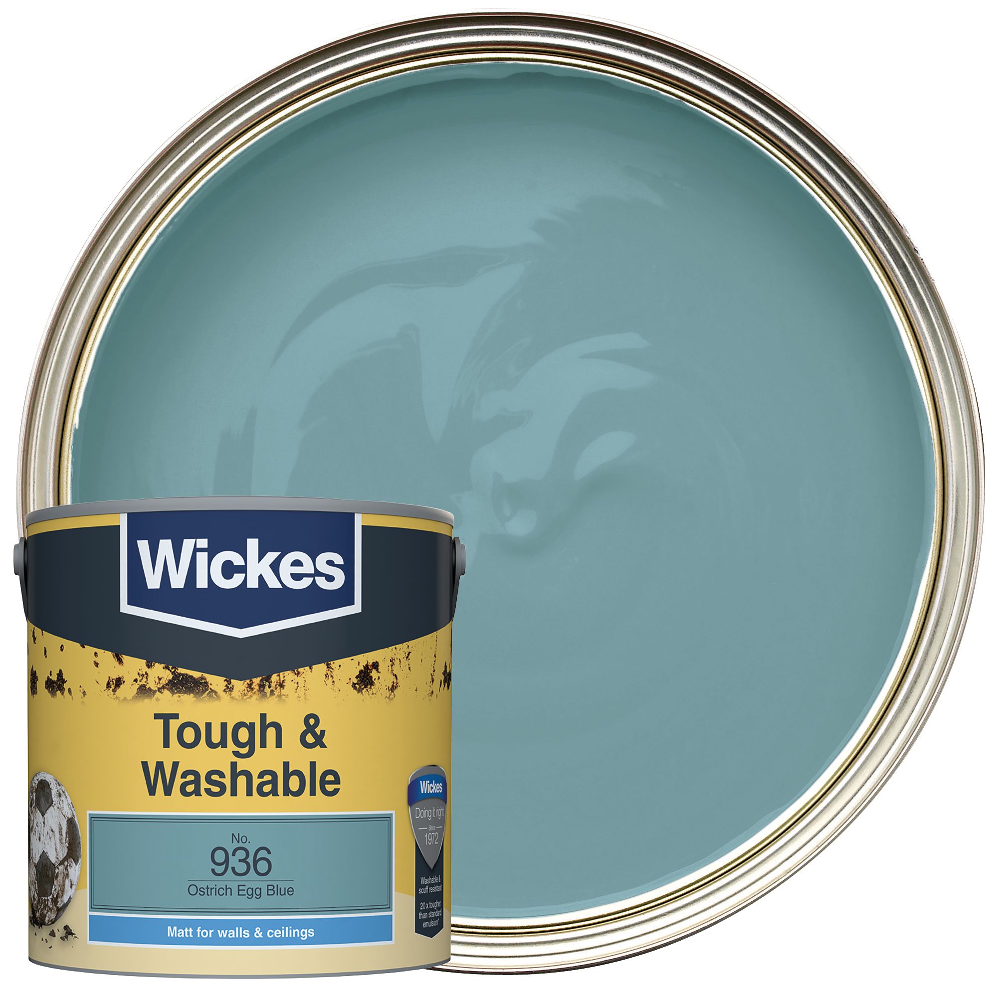 Wickes Ostrich Egg Blue - No. 936 Tough & Washable Matt Emulsion Paint - 2.5L