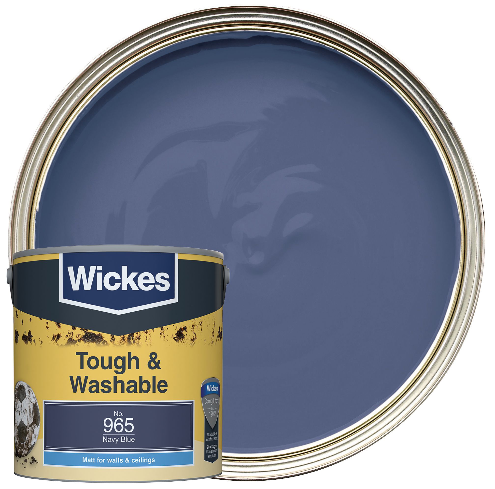 Wickes Navy Blue - No. 965 Tough & Washable Matt Emulsion Paint - 2.5L