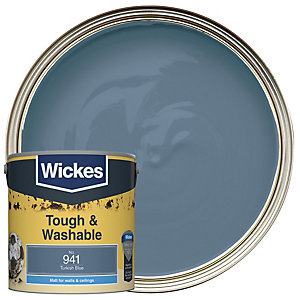Wickes Turkish Blue - No. 941 Tough & Washable Matt Emulsion Paint - 2.5L