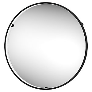 Kuto Circular Floating Edge Matt Black Round LED Mirror - 600mm
