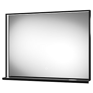 Hobart Colour Changing Matt Black LED Mirror with QI Charger - 800 x 600mm