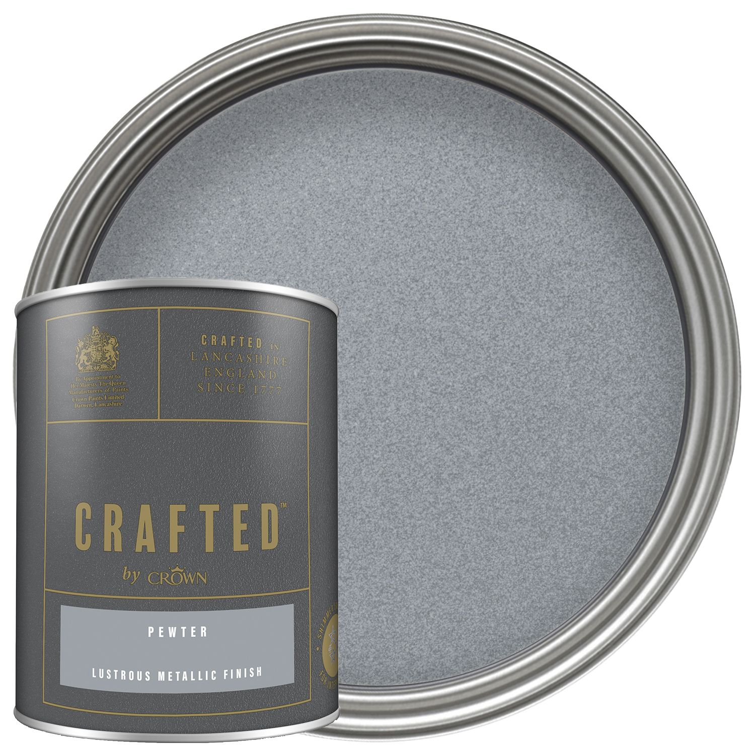 CRAFTED™ by Crown Emulsion Interior Paint - Metallic Pewter - 1.25L