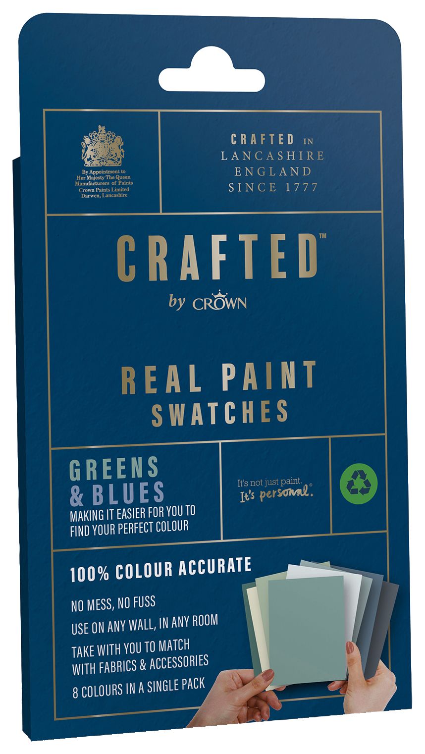 CRAFTED™ by Crown Flat Matt Real Paint Swatch - Green & Blue - Pack of 8