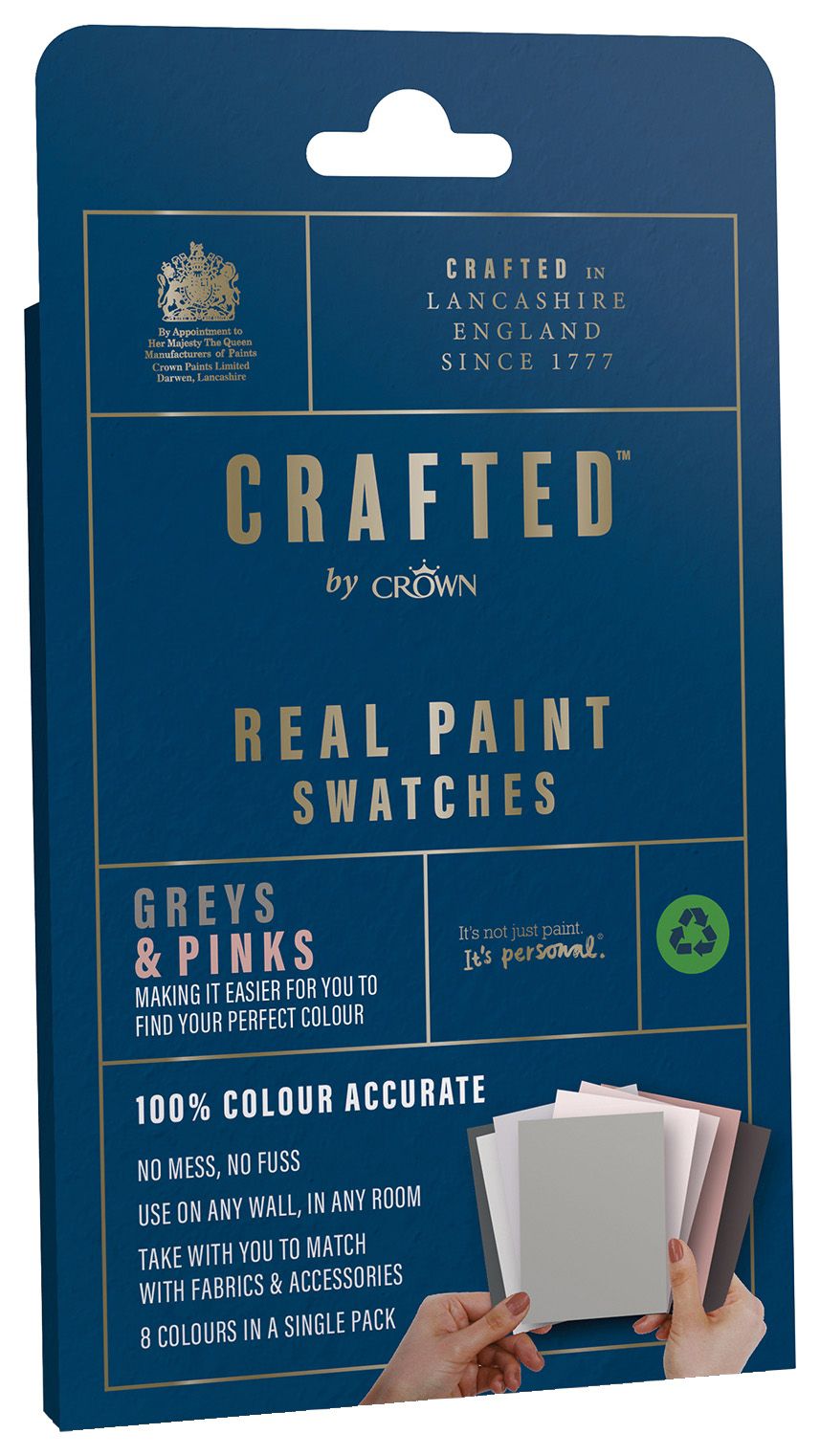 CRAFTED™ by Crown Flat Matt Real Paint Swatch - Grey & Pink - Pack of 8