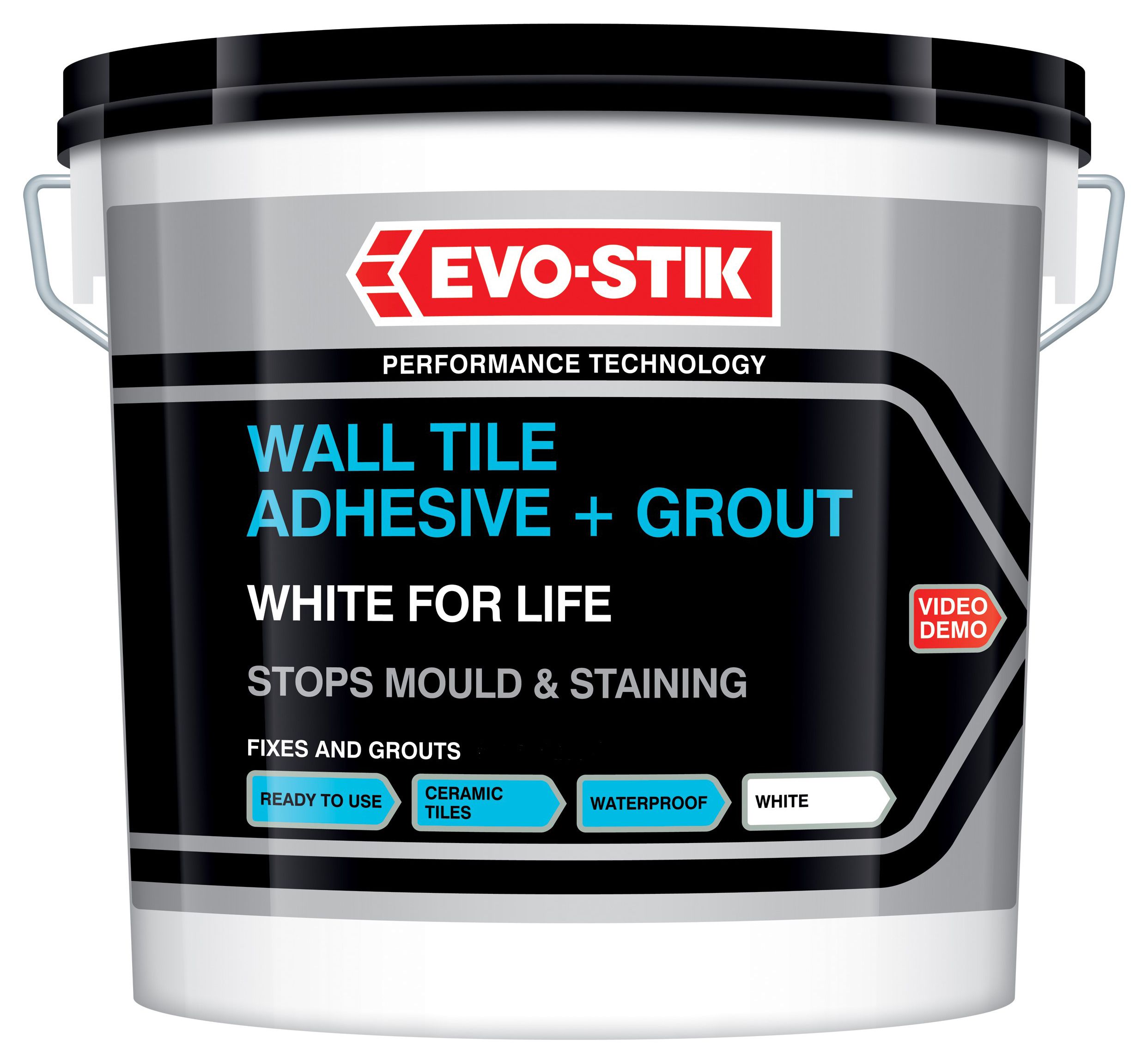 Evo-Stik White for Life Waterproof Ceramic Wall Tile Adhesive & Grout 2.5L