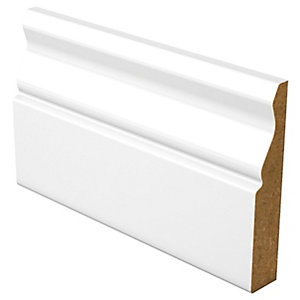 Ogee Fully Finished Satin White Skirting - 18mm x 144mm x 4.2m