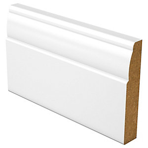 Ovolo Fully Finished Satin White Skirting - 18mm x 119mm x 4.2m