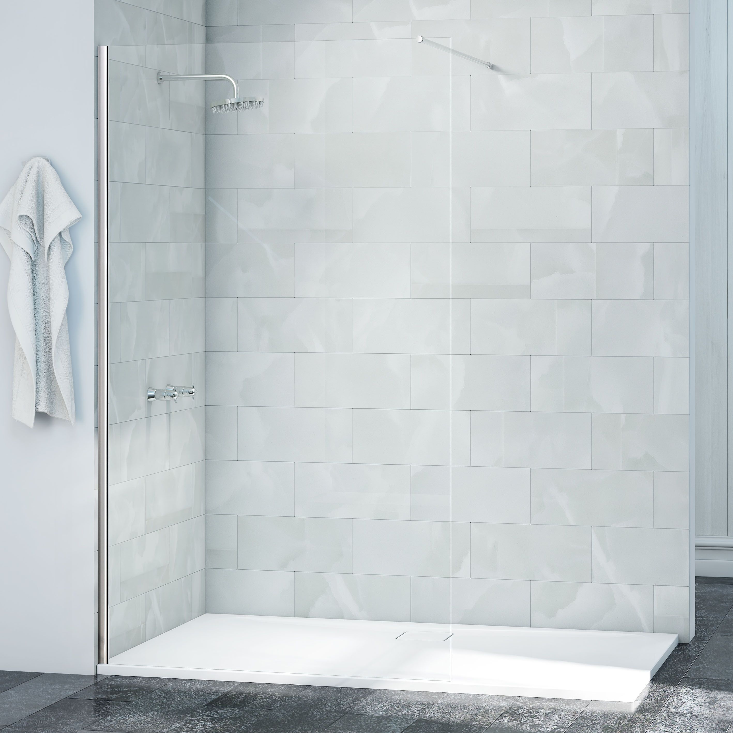 Nexa By Merlyn 8mm Chrome Frameless Wet Room Shower Screen Only - 2015 x 600mm