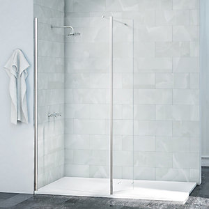 Nexa By Merlyn 8mm Chrome Frameless Swivel Wet Room Shower Panel Only - 2015 x 400mm