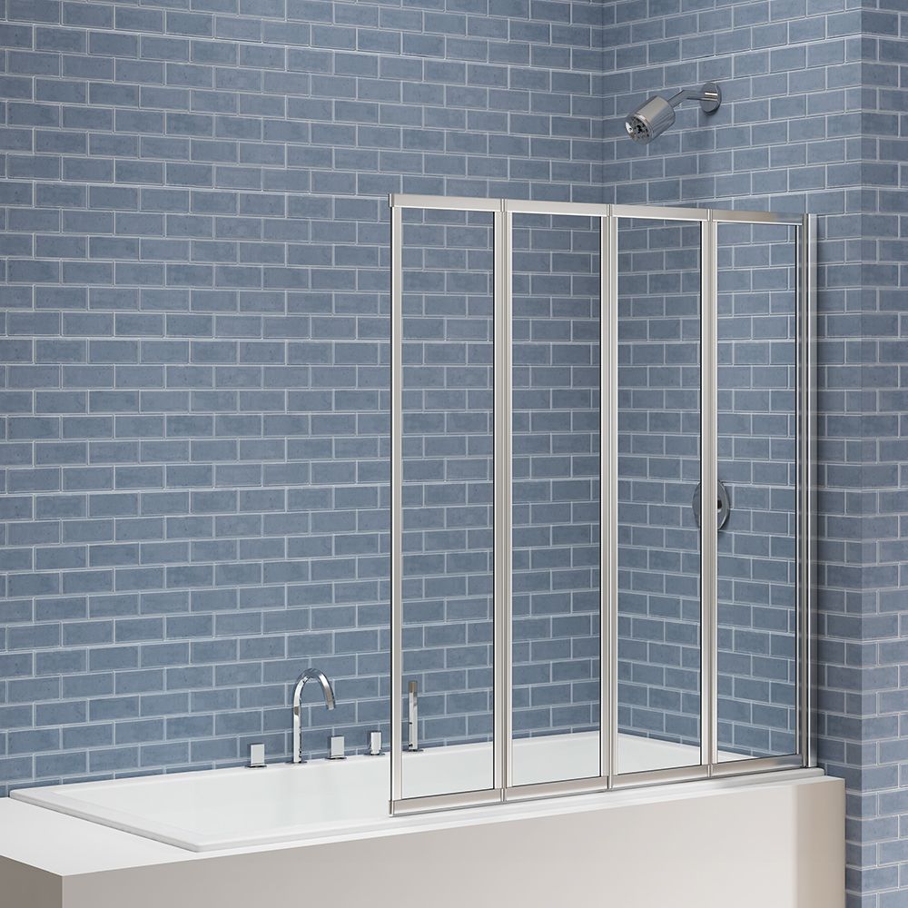 Nexa By Merlyn 4mm Chrome 4 Panel Folding Bath Screen - 1400 x 850mm