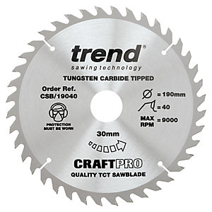 Trend CSB/19040 40 Teeth Combination Cut Craft Circular Saw Blade - 190 x 30mm