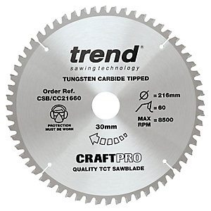 Trend CSB/CC21660 60 Teeth Extra Fine Cut Craft Mitre Saw Blade - 216 x 30mm