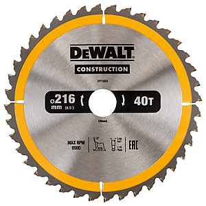 DEWALT DT1953-QZ 40 Teeth Construction Cross Cut Circular Saw Blade - 216 x 30mm