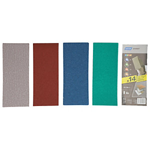 Norton Expert Assorted Non Perforated Sanding Sheets - 93 x 230mm - Pack of 14