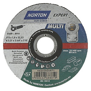 Norton Expert 1-2-3 Multi Purpose Cutting Disc - 115 x 22.23mm Pack of 2