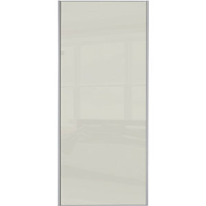 Spacepro Sliding Wardrobe Door Silver Framed Single Panel Arctic White Glass