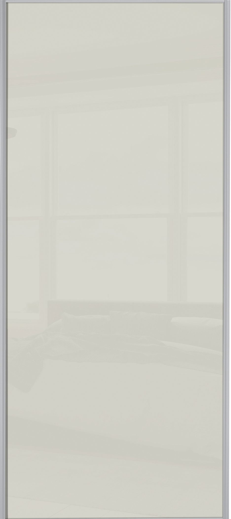 Spacepro Sliding Wardrobe Door Silver Framed Single Panel Arctic White Glass - 2220 x 762mm