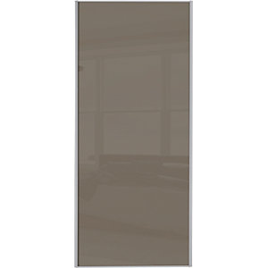 Spacepro Sliding Wardrobe Door Silver Framed Single Panel Cappuccino Glass