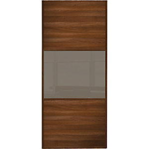 Spacepro Sliding Wardrobe Door Wideline Walnut Panel & Cappuccino Glass