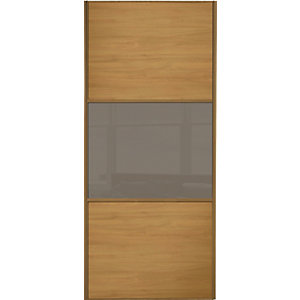Spacepro Sliding Wardrobe Door Wideline Oak Panel & Cappuccino Glass