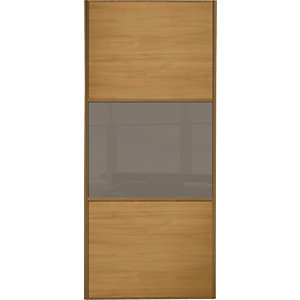 Spacepro Sliding Wardrobe Door Wideline Oak Panel  Cappuccino Glass - 2220 x 762mm