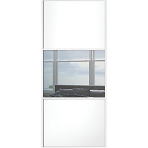 Spacepro Sliding Wardrobe Door Wideline White Panel & Mirror - 2220 x 914mm