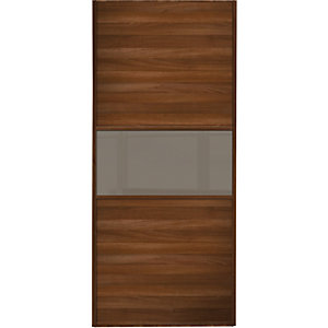 Spacepro Sliding Wardrobe Door Fineline Walnut Panel & Cappuccino Glass